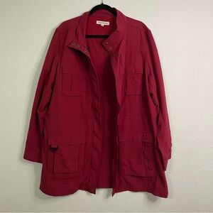 Basic Options Women's Red utility Jacket size 2X light weight several pockets